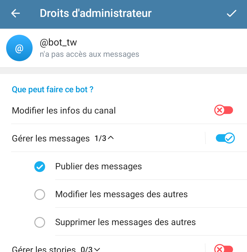 Autoriser le bot à publier dans le canal